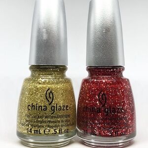 Gold and Red Glitter China Glaze Nail Lacquer Set